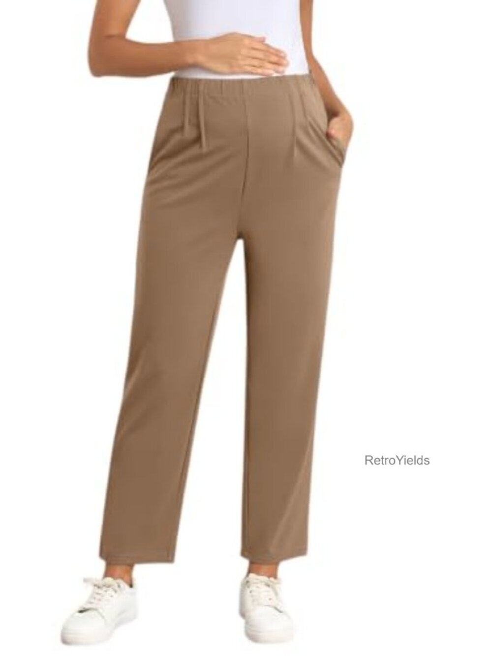 Maternity Work Pants Over Belly Adjustable Straight Leg Office